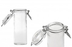 Hava geçirmez kapaklı 120 ml yuvarlak cam kavanoz (kapakta tel ve şeffaf lastik mevcut )